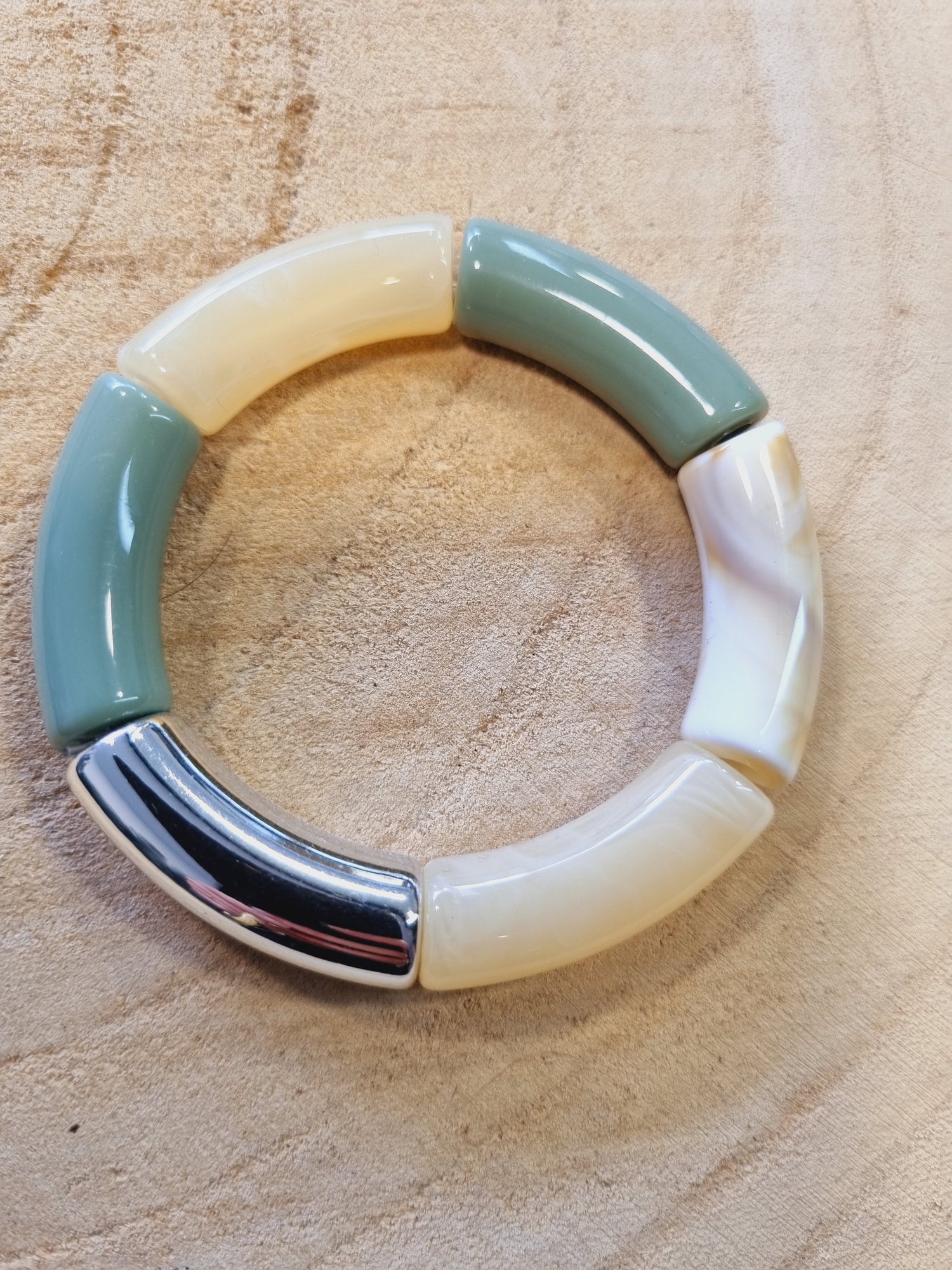 Bracelet - vert/beige/argenté