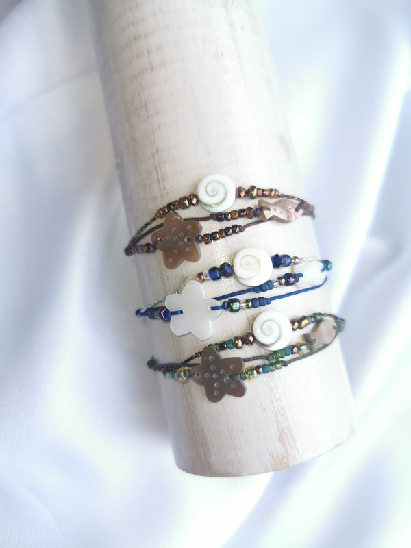 Bracelet Sable Blanc - TRIO / oeil - poisson - étoile